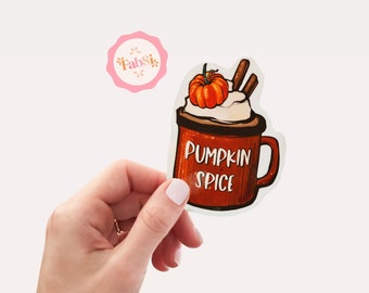 Pumpkin Spice Vinyl Stickers Waterproof / Fall Coffee Drink Stickers / Laptop Notebook Stickers