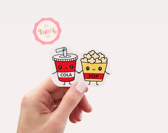 Cola and Popcorn, Better together Vinyl Sticker / Love, Couple Sticker / Cute Kawaii Stickers / Waterproof