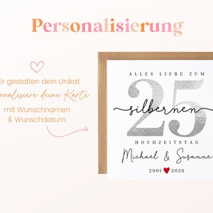 25-års bröllopsdagskort, gratulationskort till silverbröllopsdag, personligt kort för 25-års bröllopsdag, present till silverbröllopsdag, 25 år gift bild 2