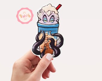 Ursula Arielle Vinyl Sticker / Magic Cup, Coffee Cup / Waterproof, Drink Sticker