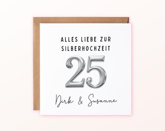 HYHYDHP Metall-Karte Zum 25. Hochzeitstag Für Die Ehefrau – Edelstahl, Lasergraviert, Im Geschenkbeutel