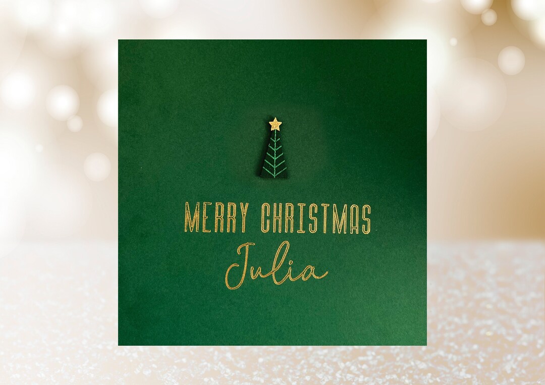 Personalized Christmas Card With Name / Christmas Tree Wood Etsy