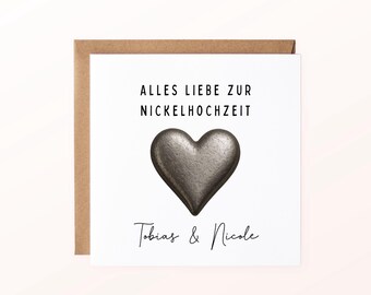 Glückwunschkarte Zum 22. Hochzeitstag – Mit Zwei Bären & Metall-Token Als Liebesbeweis, Inkl. Umschlag