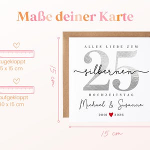 25-års bröllopsdagskort, gratulationskort till silverbröllopsdag, personligt kort för 25-års bröllopsdag, present till silverbröllopsdag, 25 år gift bild 4