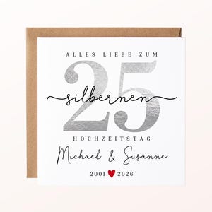 25-års bröllopsdagskort, gratulationskort till silverbröllopsdag, personligt kort för 25-års bröllopsdag, present till silverbröllopsdag, 25 år gift bild 10