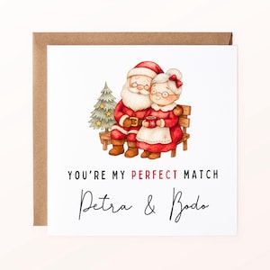 Weihnachtskarte Perfect Match Weihnachtspaar, personalisierte Weihnachtskarte, Karte Partner, Freund, Freundin, Liebeskarte, 15x15 cm
