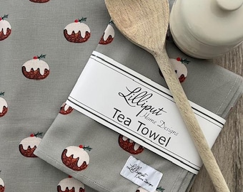Christmas Pudding Tea towel // Dish towel // 100% cotton // Kitchen Accessories