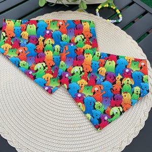 Crowd Dog Bandana, Scrunchie/Elastic Dog Bandana, Slip-on Dog Bandana, Multicolor dog Bandana