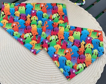 Crowd Dog Bandana, Scrunchie/Elastic Dog Bandana, Slip-on Dog Bandana, Multicolor dog Bandana