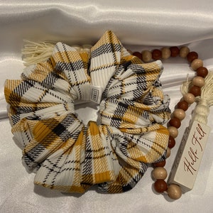 Plaid - JUMBO Scrunchie - Yellow plaid- Fall collection
