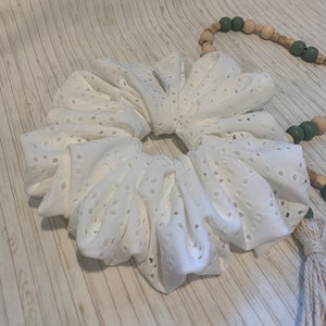 White Eyelet- JUMBO Scrunchie