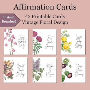Affirmation Stationskarten, Vintage Floral Affirmation Deck, Ich bin genug, Positive Zitat Karten, Positive Nachrichten, Spiegel Affirmation