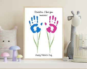 Bloem handafdruk//oma geschenken, handafdruk aandenken, baby handafdruk, handafdruk ambacht, baby voetafdruk, handafdruk kunst, handafdruk
