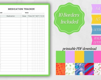 Medication Tracker // medication log, medicine tracker, medical tracker, vitamin tracker, supplement tracker, daily medication log