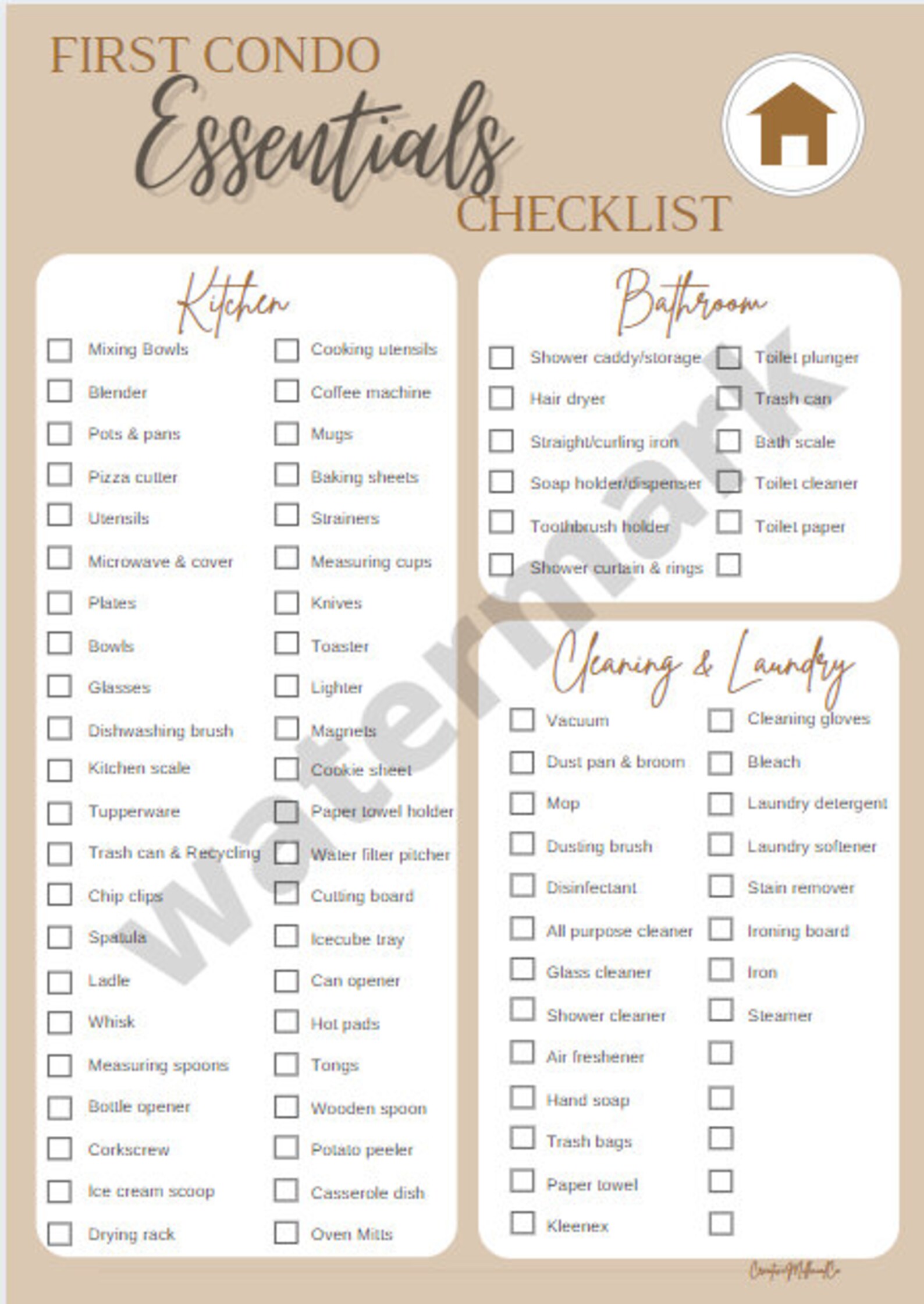 First Condo Essentials Checklist Bundle Etsy
