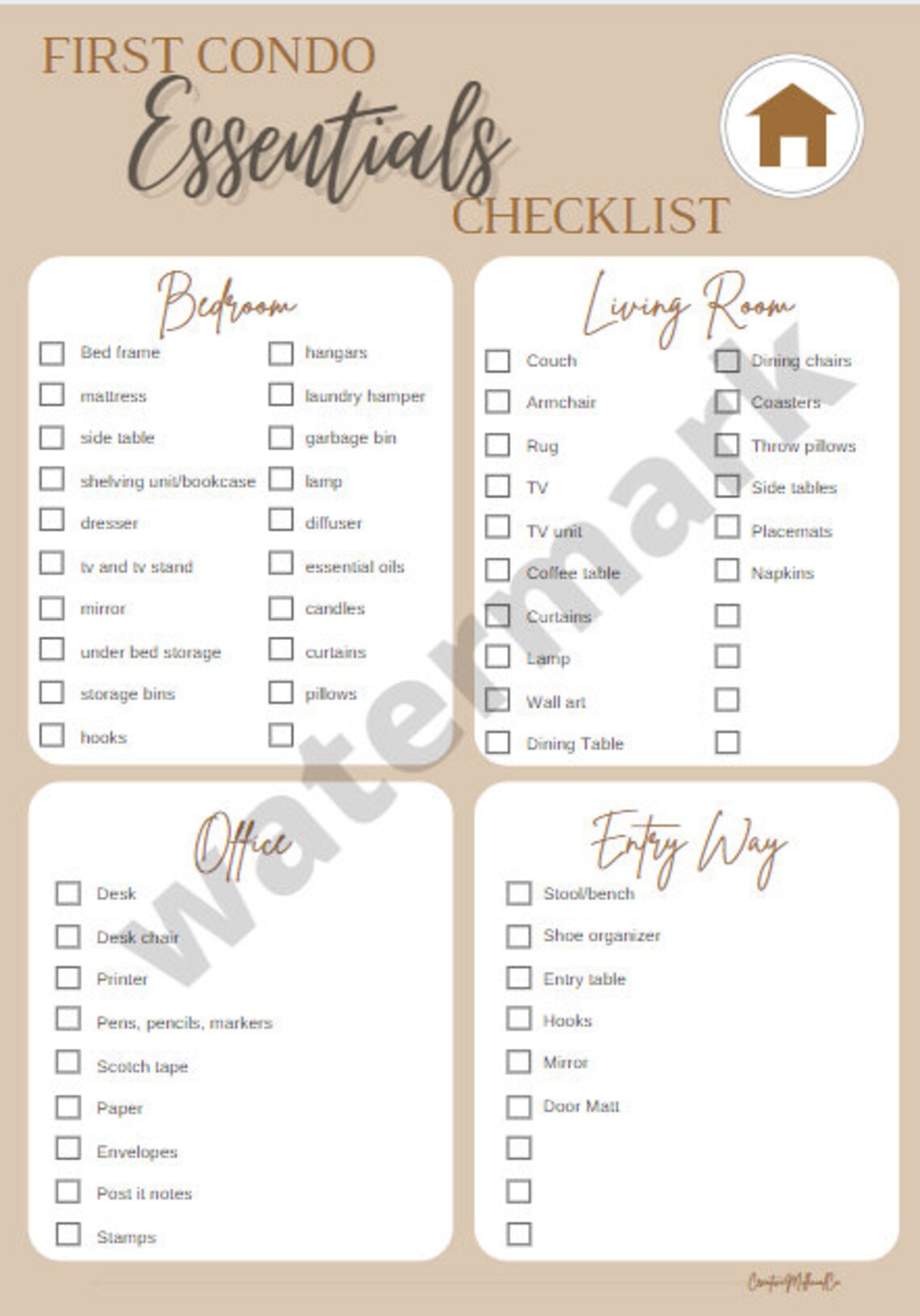 First Condo Essentials Checklist Bundle Etsy