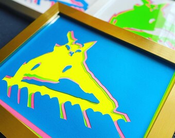 Framed Neon Keyboard Cat [8x10”]