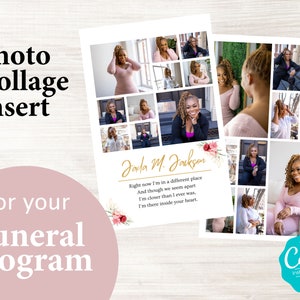 Photo Collage Insert for Your Funeral Program Template | Obituary Template | Celebration of Life Collage | Canva Funeral Collage Template