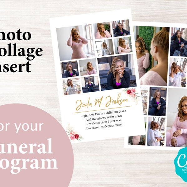 Photo Collage Insert for Your Funeral Program Template | Obituary Template | Celebration of Life Collage | Canva Funeral Collage Template