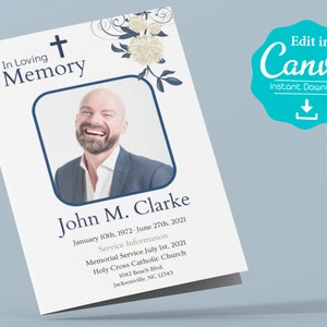 Christian Funeral Template, Religious Funeral Program Template, Celebration of Life, Canva Funeral Template, Obituary, Memorial Service