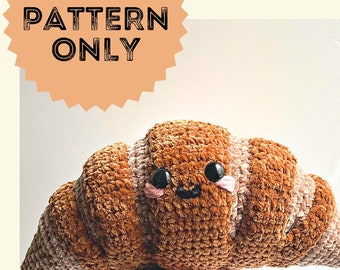 Jumbo Croissant throw pillow | Easy to follow crochet pattern | Instant download crochet pattern | Beginner friendly amigurumi