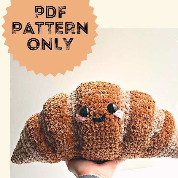 Jumbo Croissant throw pillow | Easy to follow crochet pattern | Instant download crochet pattern | Beginner friendly amigurumi