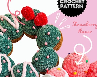 Crochet Mochi Donut throw pillow for couch | Handmade food plushie | Easy to follow crochet pattern | Fun and Easy Amigurumi Tutorial