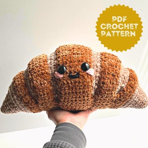 Jumbo Croissant throw pillow | Step-by-Step Crochet Pattern for Beginners | Instant download crochet pattern | Quick & Easy DIY Project
