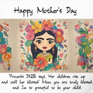 Tarjeta del Día de la Madre Cristiana, Proverbios 31. Descarga instantánea imprimible