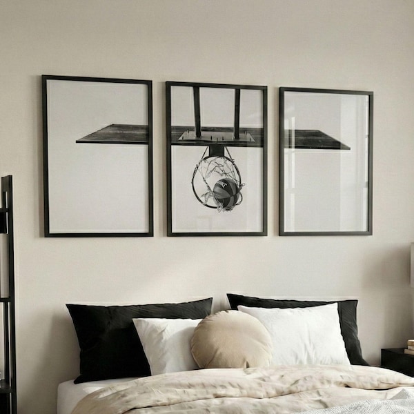 3 Piece Basketball Wall Art | Teen Boy Wall Art | Teen Boy Room Decor | Teenage Boy Gifts | Kids Desk Decor