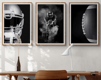 Teen Boy Room Decor, Best Boyfriend Gift, 3 Piece Football Wall Art, Kids Desk Decor, Teen Boy Wall Art, Teenage Boy Gifts, Football Print