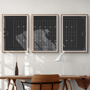 Modern Teen Boy Room Decor, 3 Piece Football Wall Art, Kids Desk Decor, Teen Boy Wall Art, Teenage Boy Gifts, Football Print