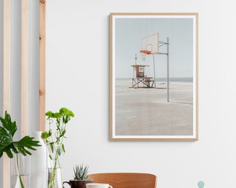 Basketball Hoop Wall Print, Summer Decor, Teen Room Decor, Basketballer Gift, Basketball Wall Decor, Basketball Hoop Print