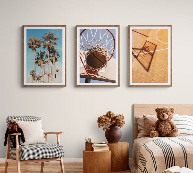 Triptych Basketball Wall Art Teen Boy Room Decor Teenage Boy Etsy