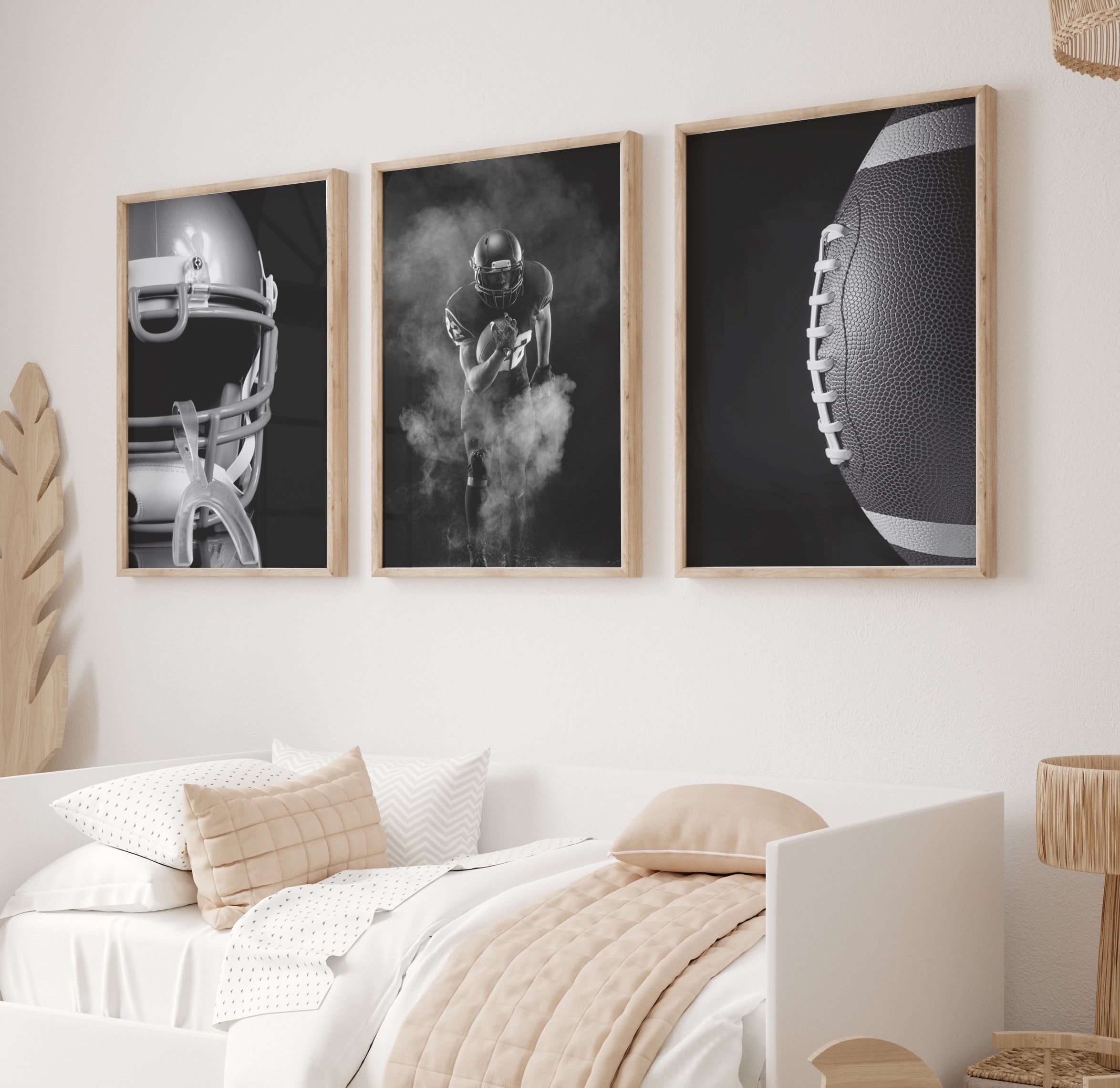 Framed Teen Boy Room Decor, 3 Piece Football Wall Art, Football Art ...