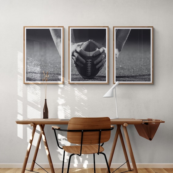 3 Piece Football Wall Art, Teen Boy Wall Art, Teen Boy Room Decor, Teenage Boy Gifts, Football Print, Kids Desk Decor, Football Art