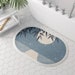 Oval Blue Floral Tree Floor Mat 40x60cm, Soft Plush Bath Rugs, Washable Bathroom Mat, minimalist Nordic Bath Mat,Blue Bathroom Decor Mat Rug 