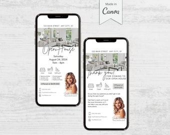 Lot de cartes textuelles portes ouvertes pour l&#39;immobilier (modèle canva)