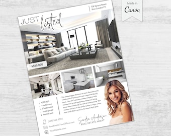Real Estate Just Listed Flyer Template: Luxury Farming, Agent Intro (Canva Editable, Instant Download)