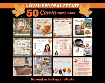 November Real Estate Social Media Posts: Canva Templates (Digital Download)