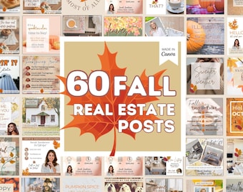 Fall Real Estate Social Media Templates: Realtor Marketing in Canva (60 Posts) (Digital Download)