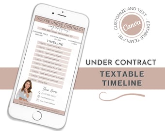 Modèle de chronologie de l&#39;immobilier sous contrat : marketing textuel pour agent immobilier (Canva, téléchargement numérique)