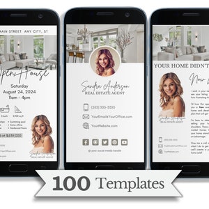 Lot de cartes de visite numériques pour le marketing des agents immobiliers Modèles pour l'immobilier Cartes de prospection Cartes immobilières textables Canva Marketing immobilier