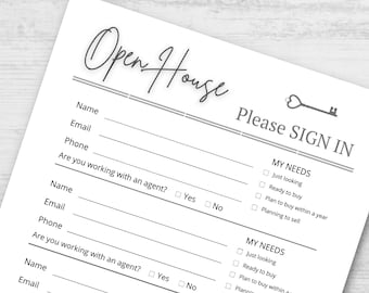 Printable Open House Sign-In Sheet: Real Estate Agent Template (PDF)