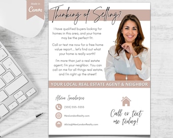 Editable Real Estate Flyer Template: Hello Neighbor Farming Handout (Canva)