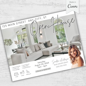 Canva Tag der offenen Tür Grundbesitz-Landwirtschaft Postkarte Canva Grundbesitz Hallo Nachbar Marketing Postkartenvorlage Grundbesitz Mailer Open House