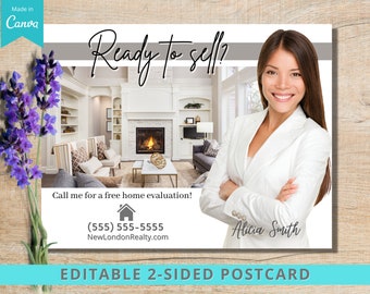 Real Estate Postcard | Realtor Marketing | Editable Canva Template | Thinking of Selling | Farming Printable