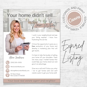 Real Estate Expired Listing Letter Template: FSBO Marketing (Canva Editable, Printable)