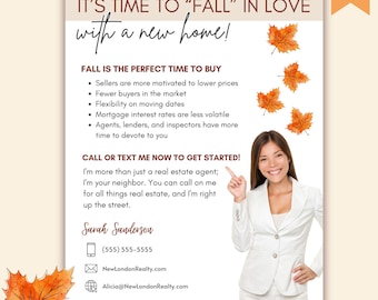 Fall Real Estate Marketing Flyer: Hello Neighbor Realtor Template (Canva, 8.5x11" Digital Download)