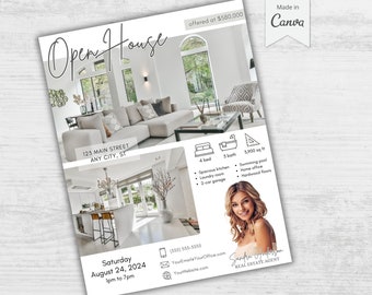 Real Estate Open House Flyer Template: Editable Canva Design (Digital Download)